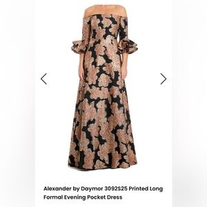 😍COMING SOON! Alexander by Daymor Printed Long Formal Evening Pocket Dress